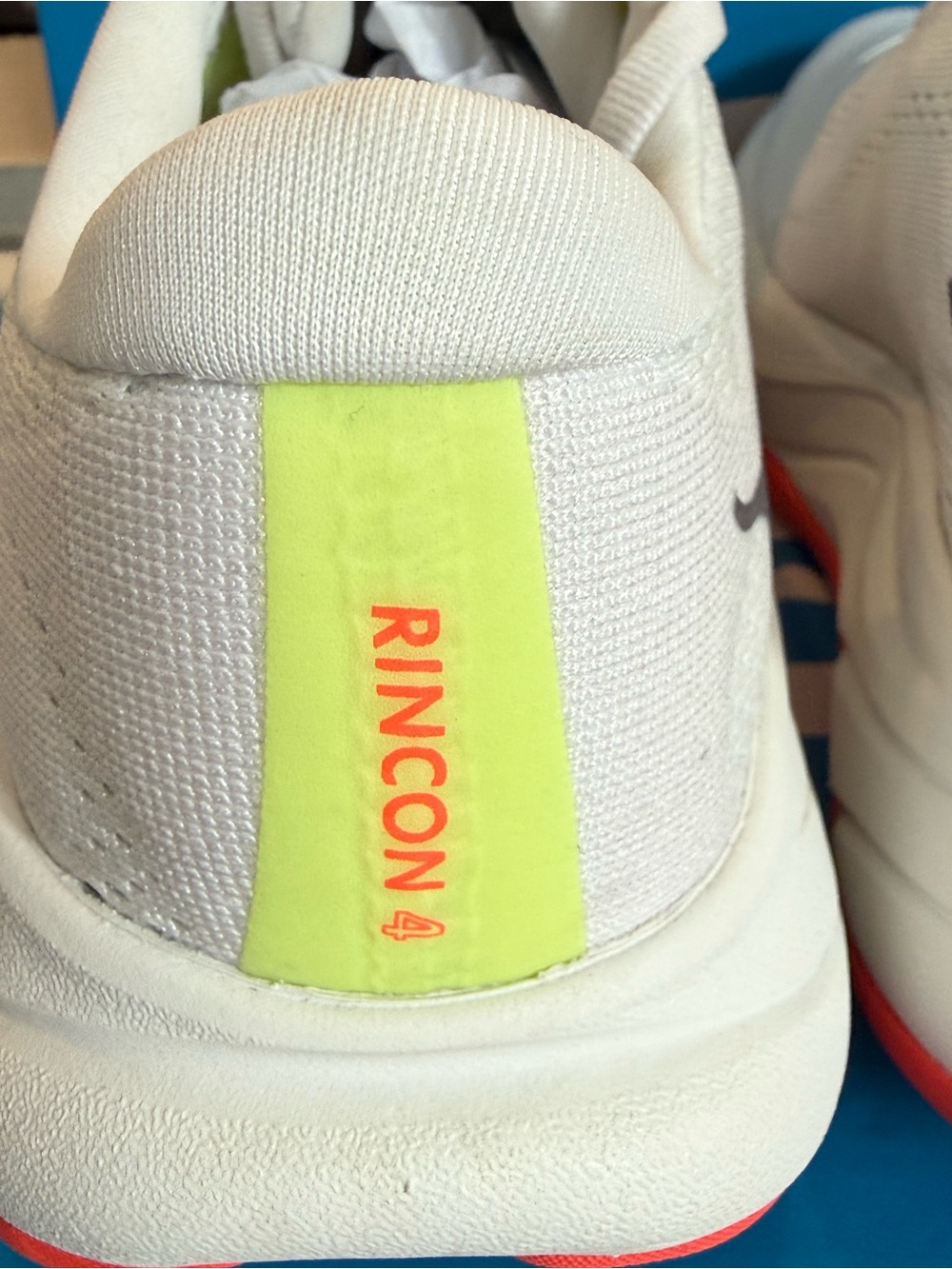 Hoka White Running Shoes with Neon Yellow and Coral Trim - Picture 4 of 8